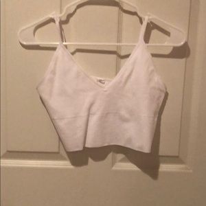 white seamless ribbed cropped tank